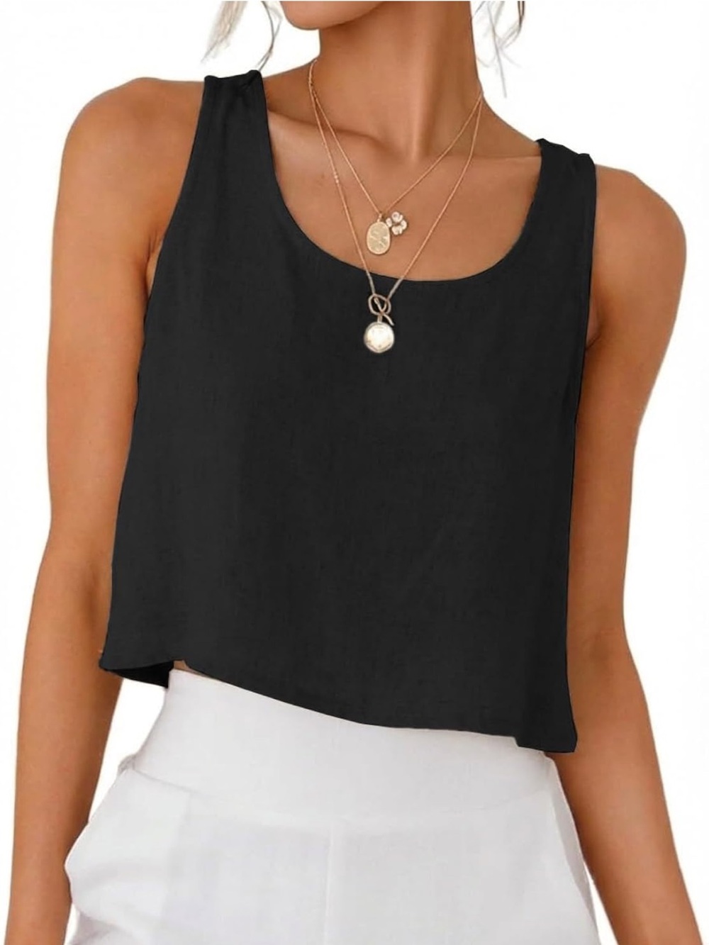 Linen crop tank